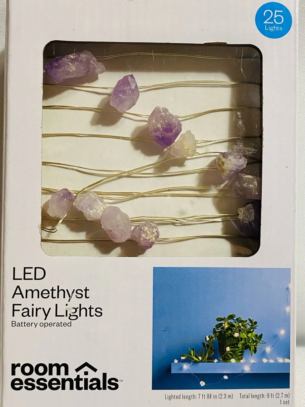 Room Essentials Purple Amethyst-Style LED String Lights-3 PACKS